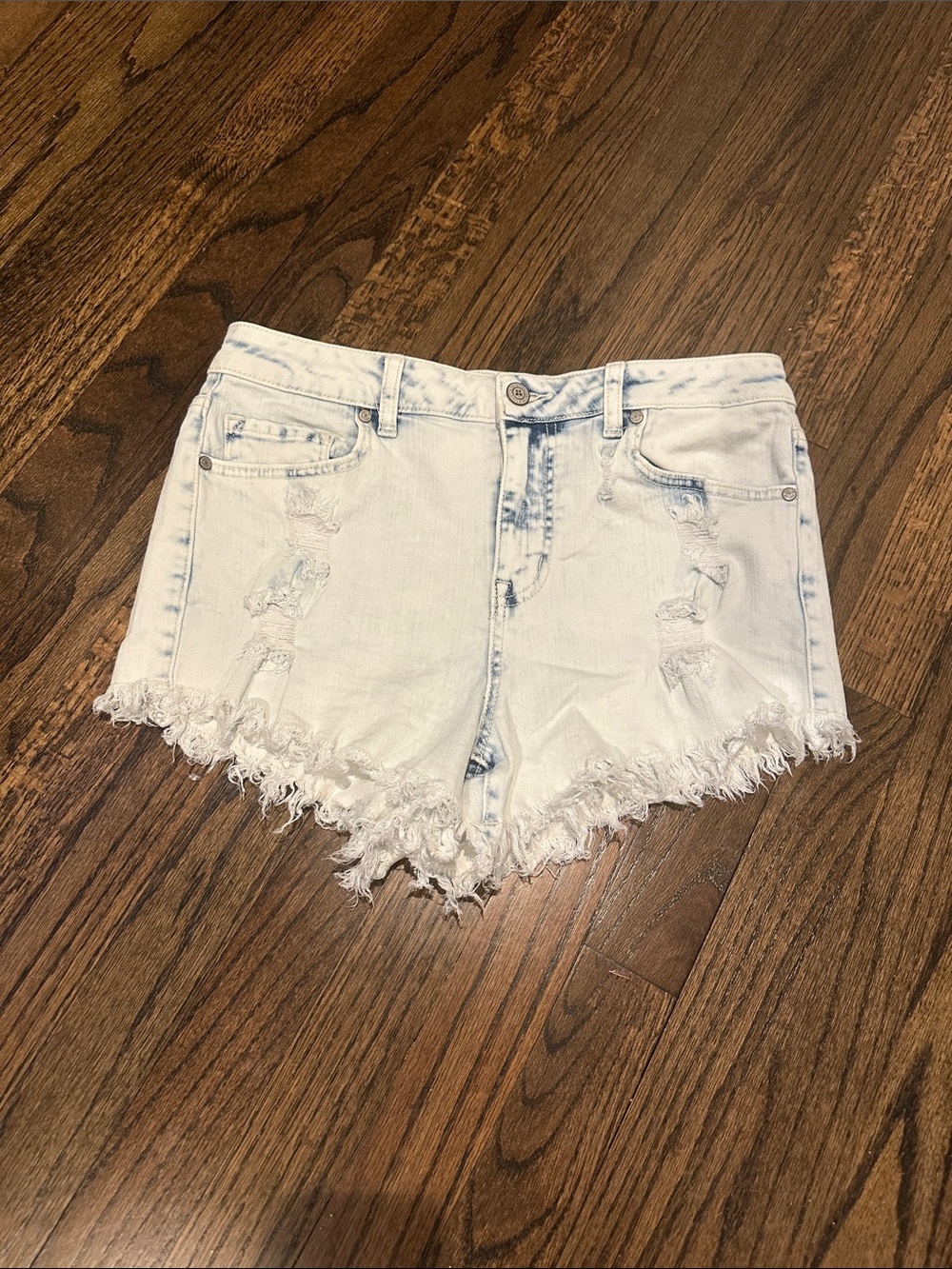Altar'd State Light Wash Distressed Denim Shorts